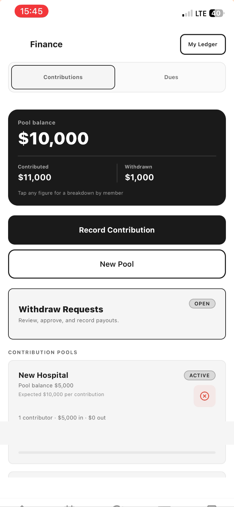 Finance contributions