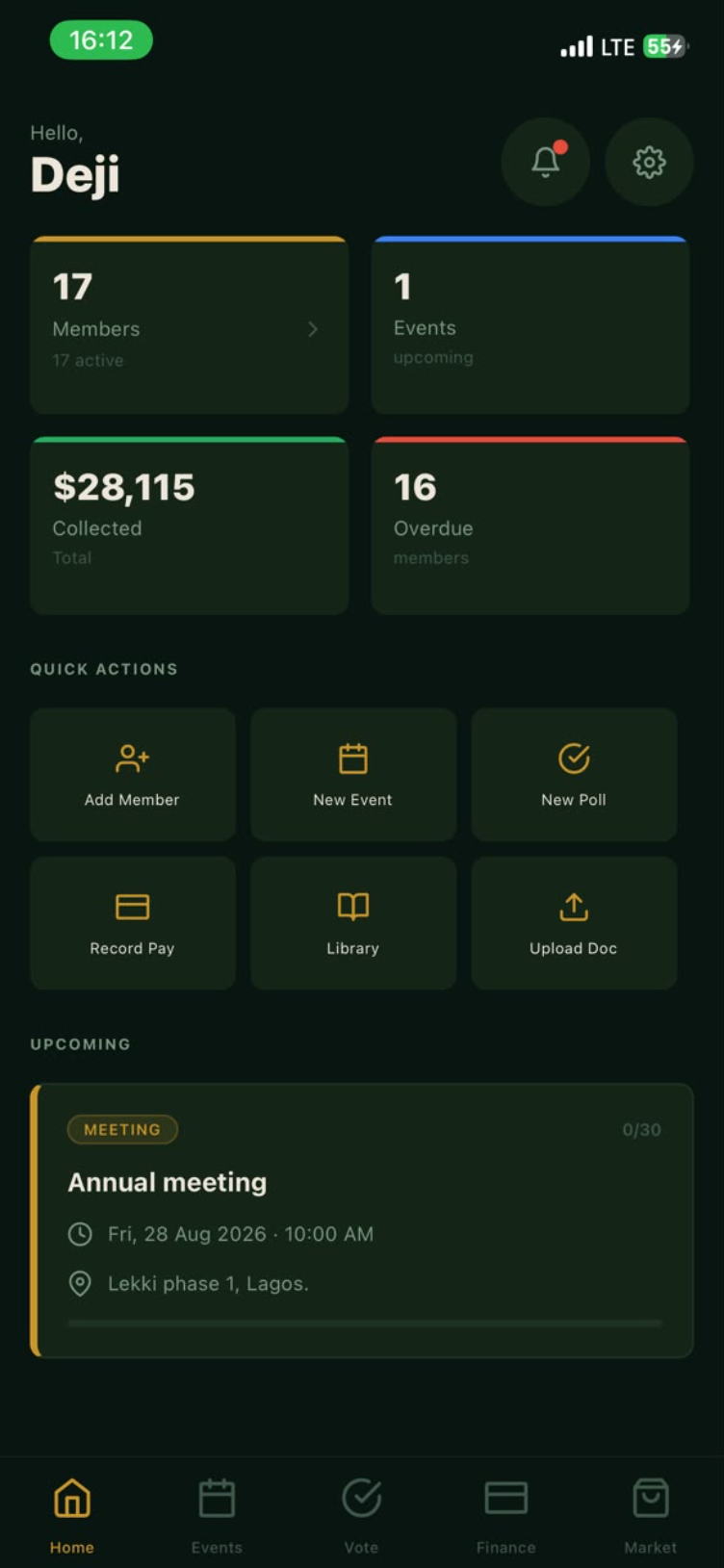 Tiwani home screen