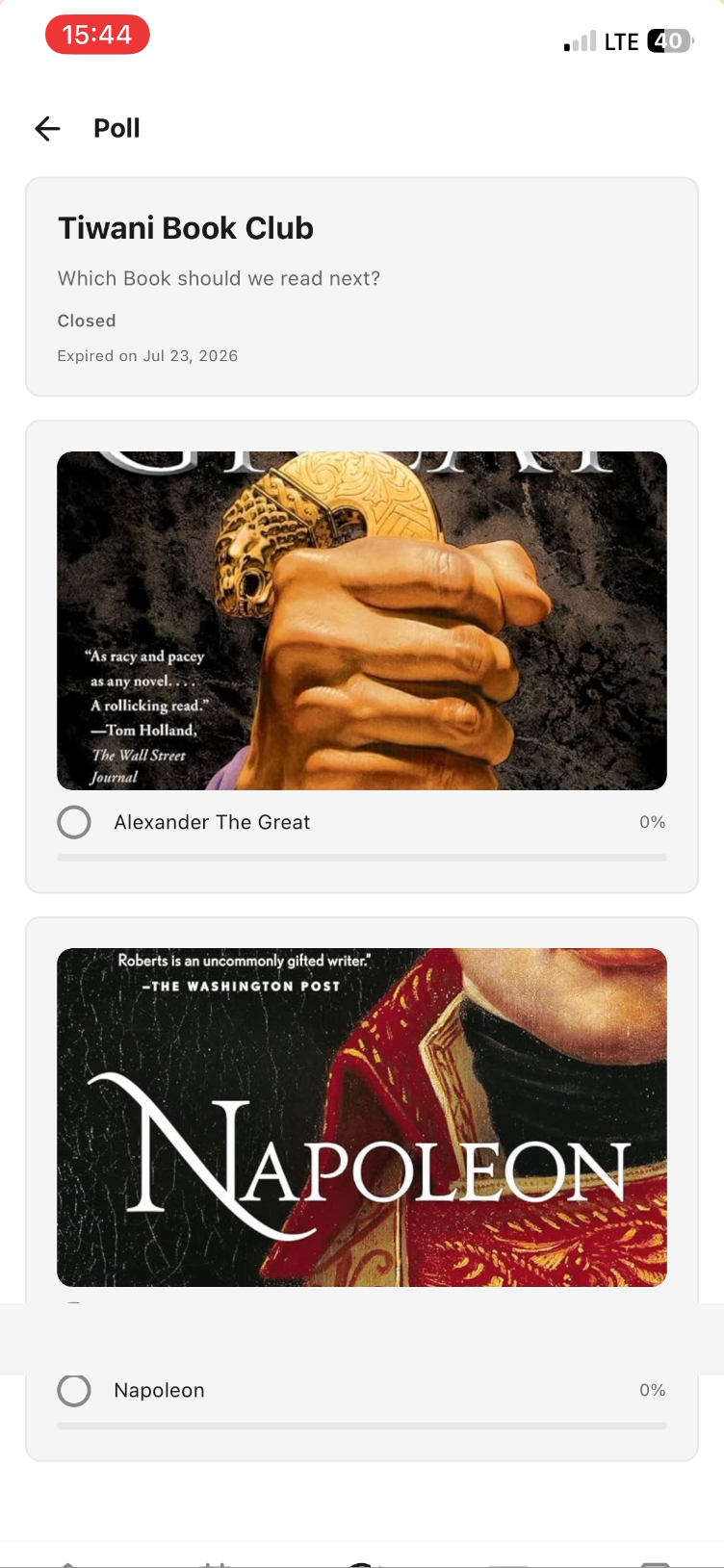 Poll with options